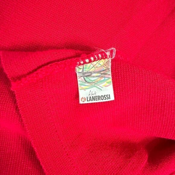 Vintage 70s Lanerossi Red Edge to edge knitted long line jacket cardigan Large - Picture 11 of 12